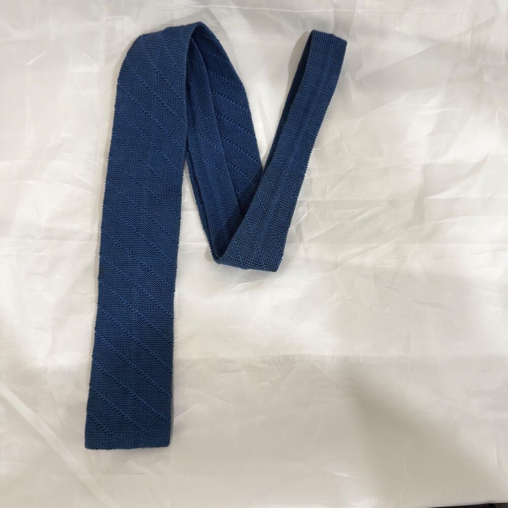 Peter Barton's Closet Italian 1980s Knit Cotton Skinny Tie, Royal Blue